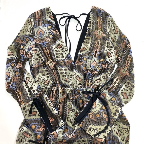 TOPSHOP Floral Velvet 70s Style Front Slits Midi Dress in Gold New with Tag - Picture 7 of 12